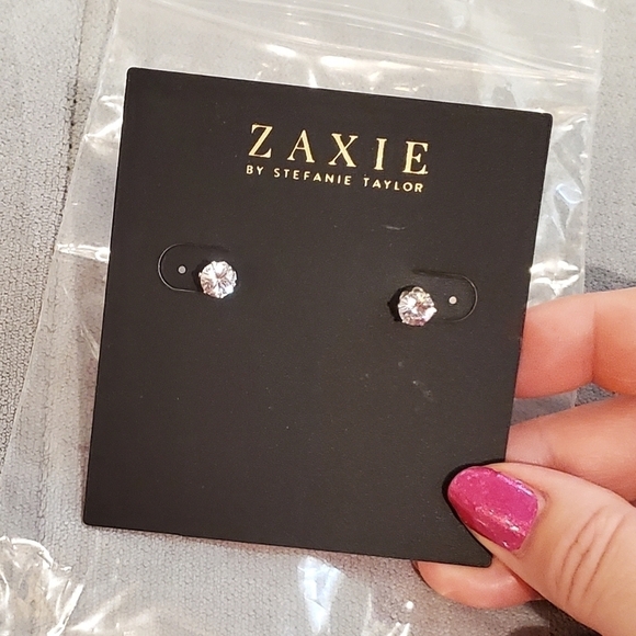 Zaxie CZ Cubic Zirconia Stud Earrings - Picture 2 of 6